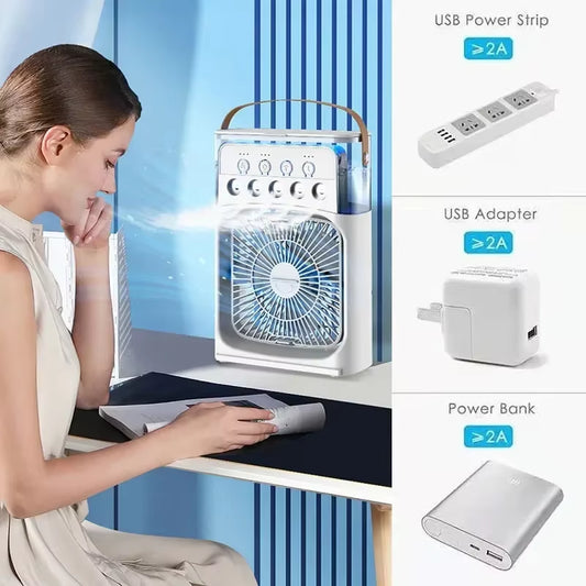 3 in 1 Fan Air Conditioner Household Small Air Cooler LED Night Light Portable Humidifier Air Adjustment Fan Office Home Fan New