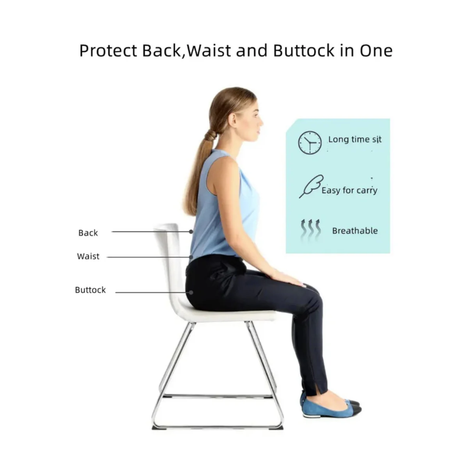 Ergonomic Memory Foam Waist Support Cushion – For Office, Home & Travel