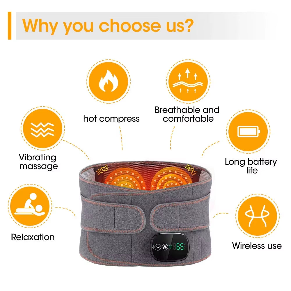 Heating Waist Belt Vibration Massager Pad Electric Temperature Massage Machine Support Brace for Female Men Muscle Relax Devices