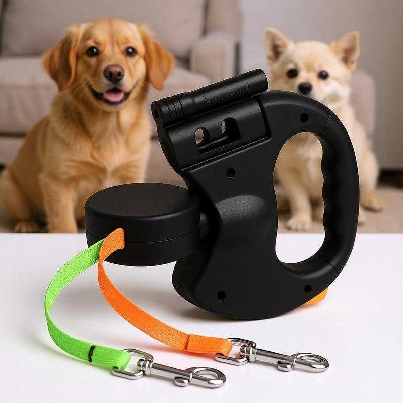 Ultimate Tangle-Free Dual Dog Leash – 360° Swivel Design for Effortless Walks with 2 Small to Medium Dogs (30 Lbs) – 10Ft Retractable with Lightweight, Anti-Wear Handle & Convenient Storage