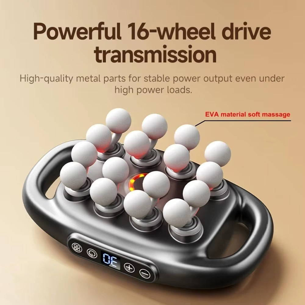 High-Frequency Vibration 16-Head Massager 30 Intensity Levels Multifunctional Usage 8-Head Massager Durable Fast Recovery