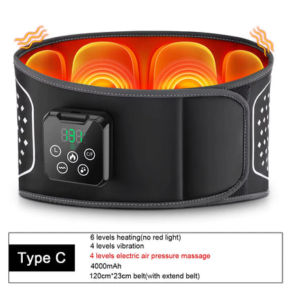 Heating Waist Belt Vibration Massager Pad Electric Temperature Massage Machine Support Brace for Female Men Muscle Relax Devices